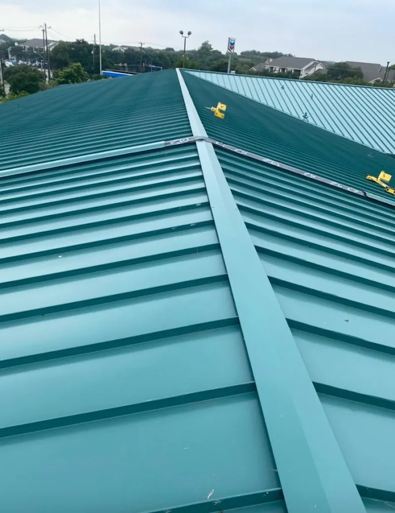 Green commercial metal roof ridge and valley for Metal Roof Repair in Mountlake Terrace